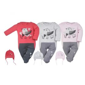 3-dílná bavlněná dětská souprava Koala Birdy šedá Šedá