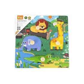 Dětské dřevěné puzzle s úchyty Viga Divoká zvířata 4 ks