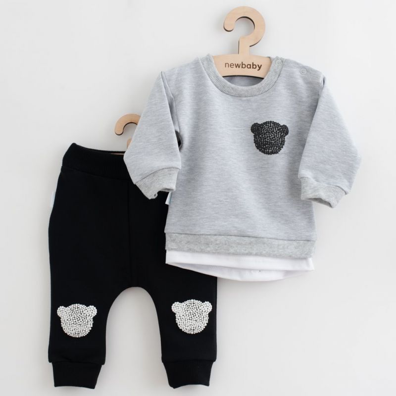 Kojenecká souprava tričko a tepláčky New Baby Brave Bear ABS šedá Šedá
