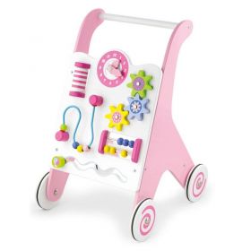 Dřevěné chodítko s aktivitami Viga Pink