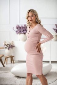 Těhotenské a kojící šaty žebrované Tummy milk & love pudrově růžová