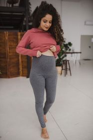 Těhotenské legíny s vysokým pasem milk & love šedá melanž Šedá | S, XL