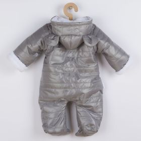 Zimní kojenecká kombinéza s kapucí a oušky New Baby Pumi grey Šedá