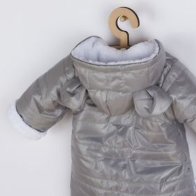 Zimní kojenecká kombinéza s kapucí a oušky New Baby Pumi grey Šedá