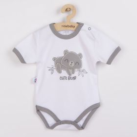 Kojenecké bavlněné body s krátkým rukávem New Baby Cute Bear Bílá