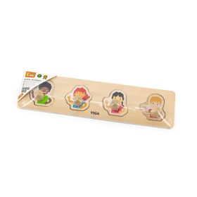 Dřevěné puzzle s úchyty pro nejmenší Viga Barvy pleti