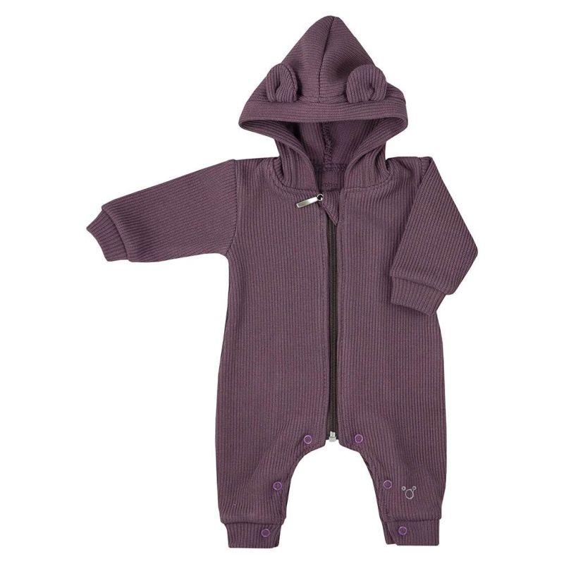 Kojenecký overal s kapucí a oušky Koala Pure purple Fialová
