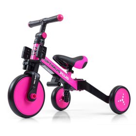 Dětská tříkolka 4v1 Milly Mally Optimus Plus s vodící tyčí pink