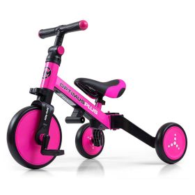 Dětská tříkolka 4v1 Milly Mally Optimus Plus s vodící tyčí pink