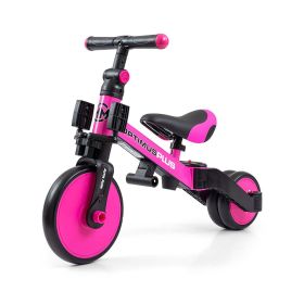 Dětská tříkolka 4v1 Milly Mally Optimus Plus s vodící tyčí pink