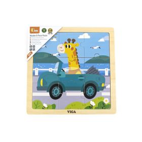 Dřevěné puzzle pro nejmenší Viga 9 ks Auto
