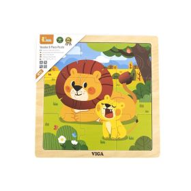 Dřevěné puzzle pro nejmenší Viga 9 ks Lev