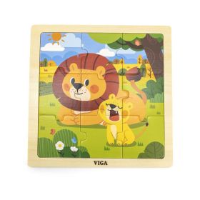 Dřevěné puzzle pro nejmenší Viga 9 ks Lev