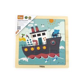 Dřevěné puzzle pro nejmenší Viga 9 ks Loď