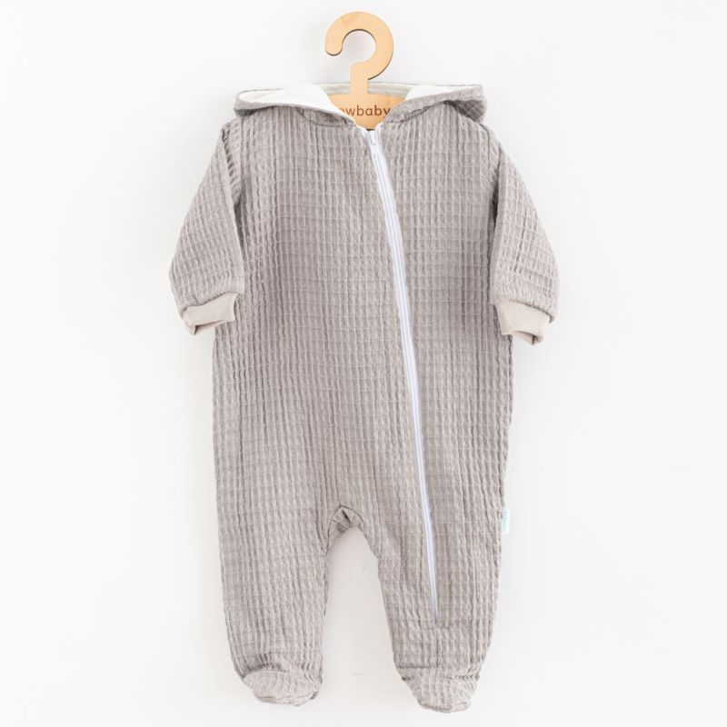 Kojenecký mušelínový overal s kapucí New Baby Comfort clothes šedá Šedá