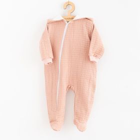 Kojenecký mušelínový overal s kapucí New Baby Comfort clothes růžová | 62 (3-6m), 68 (4-6m), 74 (6-9m), 80 (9-12m)