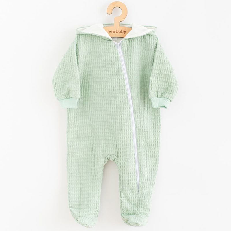 Kojenecký mušelínový overal s kapucí New Baby Comfort clothes šalvějová Zelená