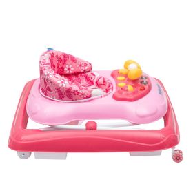 Dětské chodítko Baby Mix s volantem a silikonovými kolečky růžové