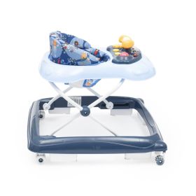 Dětské chodítko Baby Mix s volantem a silikonovými kolečky tmavě modrá