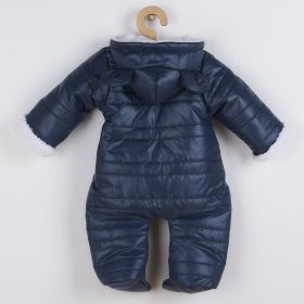 Zimní kojenecká kombinéza s kapucí a oušky New Baby Pumi blue Modrá