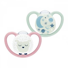 Šidítko NUK Happy Nights 6-18m 2ks/BOX holka Růžová | 6-18 m