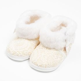 Kojenecké zimní krajkové kozačky New Baby 3-6 m béžové | 3- 6 m