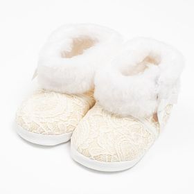Kojenecké zimní krajkové kozačky New Baby 6-12 m béžové | 6-12 m