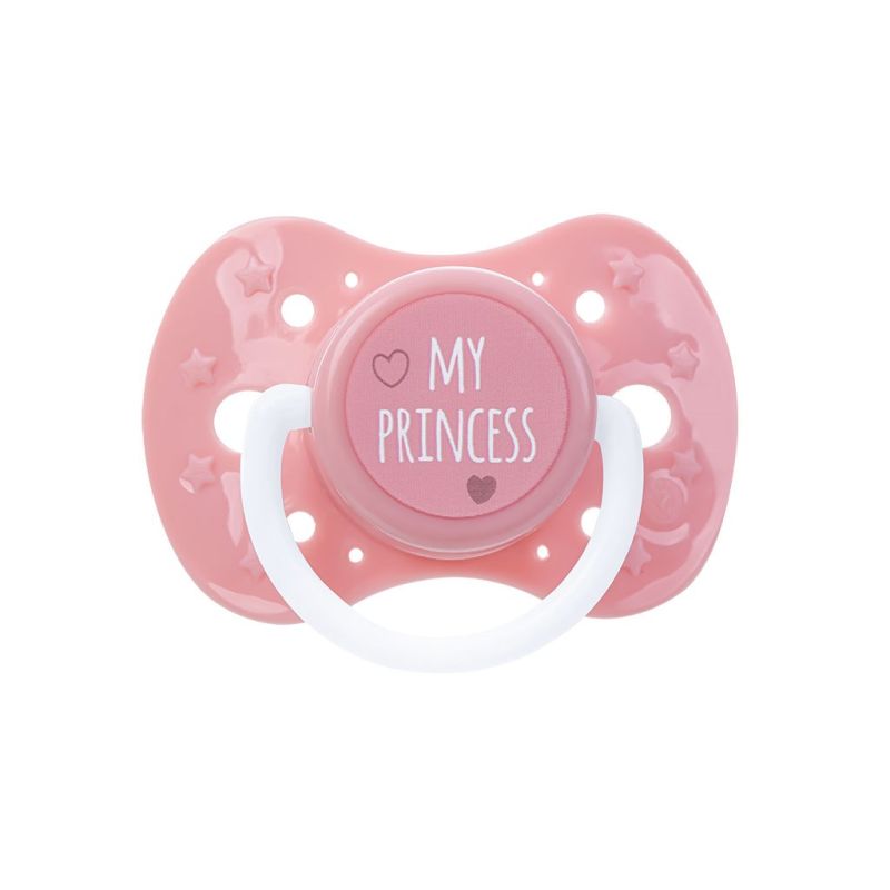 Uklidňující silikonový dudlík 0m+ Akuku My Princess Růžová