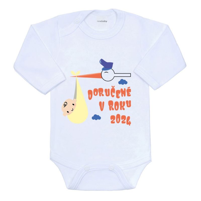 Body s potiskem New Baby Doručené v roku 2024 Bílá