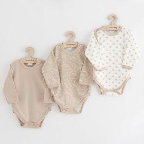Kojenecké celorozepínací body New Baby Classic II Uni 3ks béžové | 50, 56 (0-3m), 62 (3-6m), 68 (4-6m)