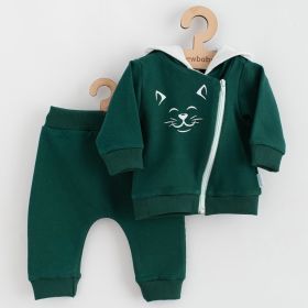 Kojenecké tepláčky a mikinka New Baby Animals Cat zelená | 62 (3-6m), 68 (4-6m), 74 (6-9m), 80 (9-12m)