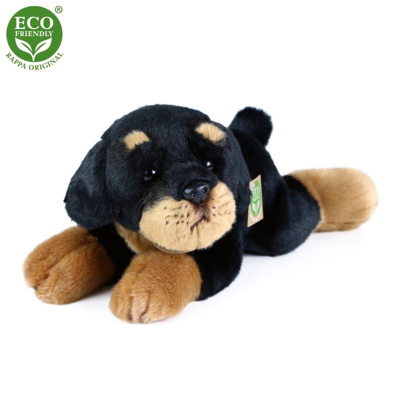 Plyšový pes rotvajler ležící 30 cm ECO-FRIENDLY RAPPA