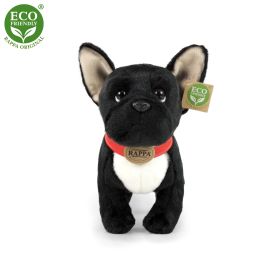 Plyšový francouzský buldoček černý s obojkem stojící 30 cm ECO-FRIENDLY RAPPA
