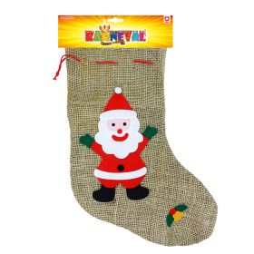 Punčocha Santa Claus / Mikulášská režná s dekorem RAPPA