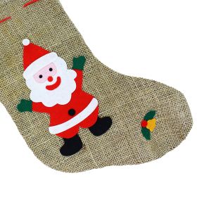 Punčocha Santa Claus / Mikulášská režná s dekorem RAPPA