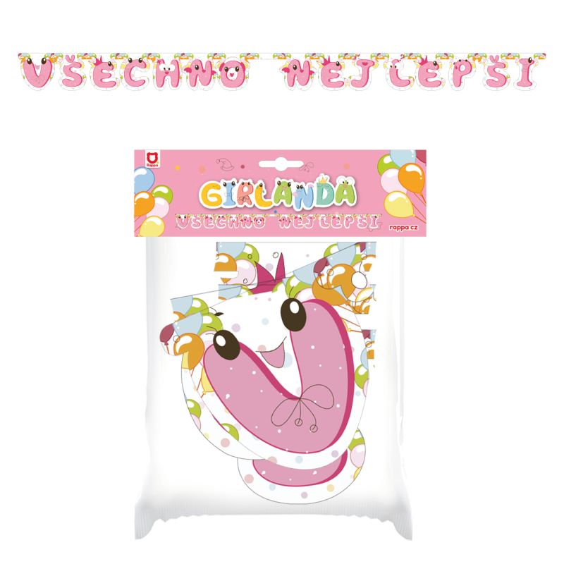 Papírová girlanda Všechno nejlepší - růžová RAPPA