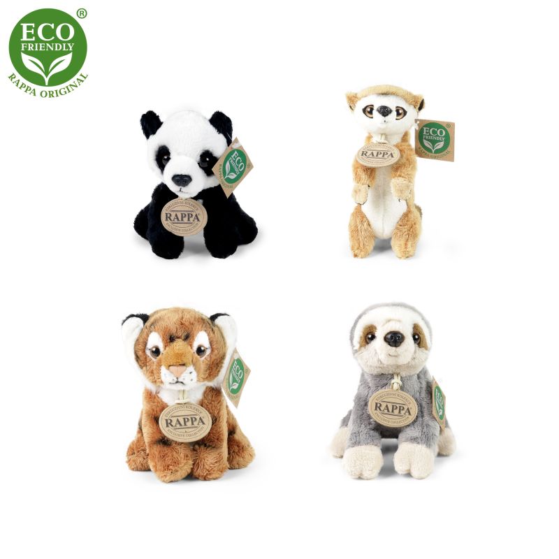 Plyšová zvířata exotická sedící 13 - 15 cm ECO-FRIENDLY RAPPA