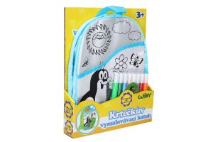 Batoh Krtek vymalovávací modrý 30 cm + 8 fixů Wiky