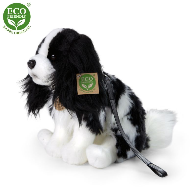 Plyšový pes kavalír King Charles španěl s vodítkem 27 cm ECO-FRIENDLY RAPPA