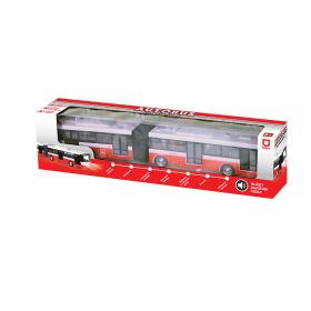 Kloubový autobus který hlásí zastávky česky 36 cm červený RAPPA