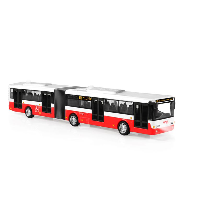 Kloubový autobus který hlásí zastávky česky 36 cm červený RAPPA