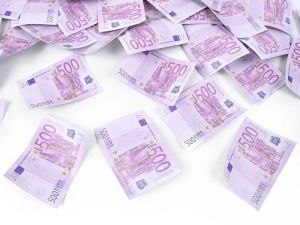 Konfety párty 60cm bankovky 500 EUR RAPPA
