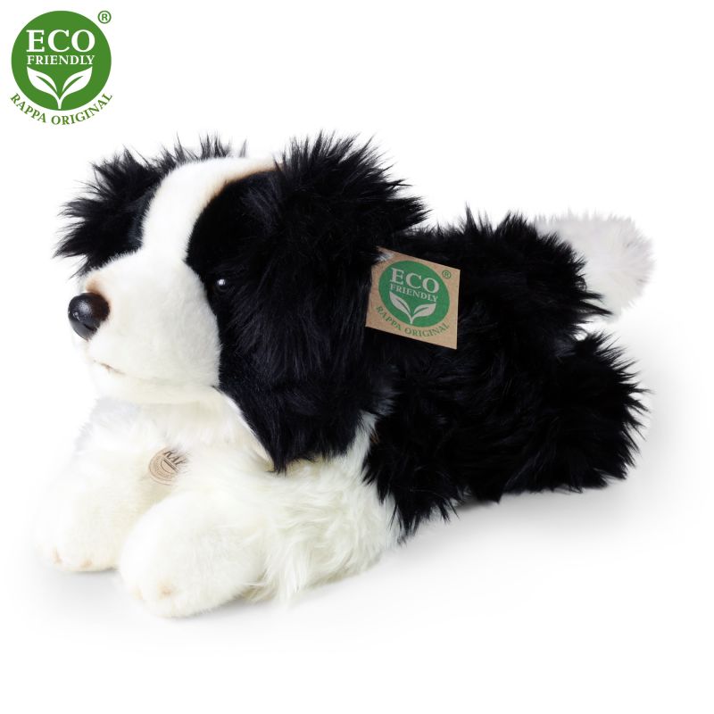 Plyšový pes border kolie ležící 30 cm ECO-FRIENDLY RAPPA