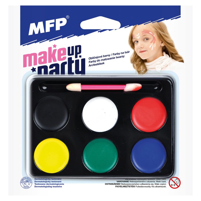 Barvy na obličej - make-up se štětečkem-6 ks barev MFP