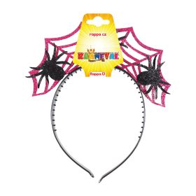 Čelenka Halloween fialová s pavouky RAPPA