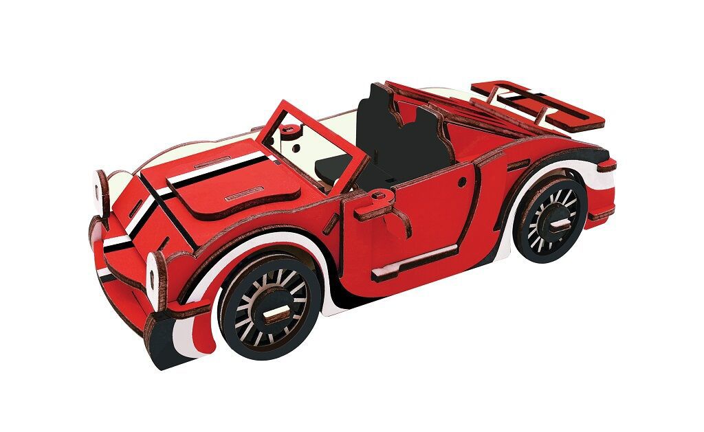 Woodcraft Dřevěné 3D puzzle Červený kabriolet RAPPA