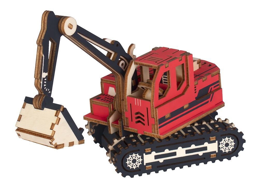 Woodcraft Dřevěné 3D puzzle Rypadlo červená RAPPA