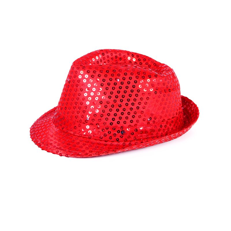 Klobouk disco červený s LED světlem pro dospělé RAPPA