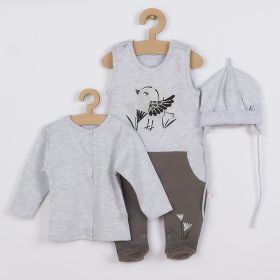 3-dílná bavlněná dětská souprava Koala Birdy šedá Šedá