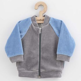 Kojenecká semišková mikina New Baby Suede clothes šedo modrá | 80 (9-12m), 86 (12-18m), 92 (18-24m)